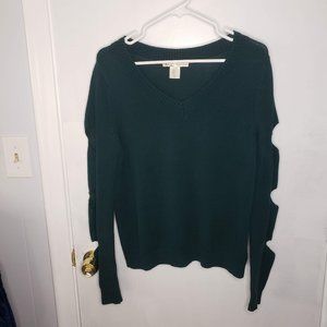 Green Knit Arm Slit Sweater